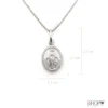 Medidas del collar Virgen Milagrosa en Plata Ley 925 y dimensiones del dije.