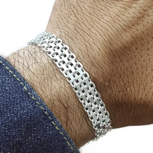 Textura del tejido chino en pulsera de plata 925 de 1cm de ancho para hombre JShop.