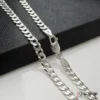 Detalle del tejido cubano y broche grabado Italy 925 en cadena de plata italiana 5mm 60cm para hombre