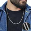 Hombre luciendo cadena de plata 925 tejido chino italiana de 3mm y 60cm
